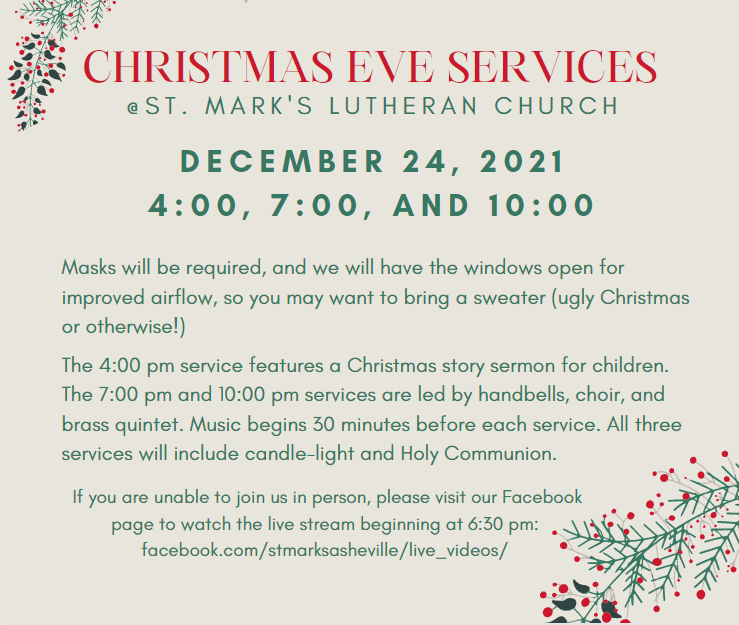Christmas Eve Services St. Marks Lutheran Church